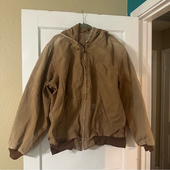 Vintage Carhartt Tan Hooded Bomber Jacket - Picture 1 of 9
